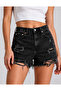 Women's Black Frayed Short Bermuda Shorts