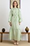 Fisto Detailed Balloon Sleeve Cotton Dress Mi̇nt 9427-E