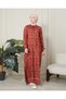 Drawstring Collar Floral Print Hijab Dress Comfortable Fit Spring Season Mother's Prayer Hijab Dress - 3