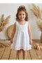 Girl's White Dress with Pompom