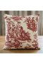 Ecru Burgundy English French Peasants Patterned Rustic Decorative 4-Piece Throw Pillow Cover and Runner Cover Set - 3