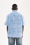 Men's Effect Embroidered Muslin Cotton Oversize Shirt Blue - 6