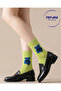 Women's Cotton Teddy Bear Patterned Cute Socks Acid Green