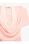 Slim Fit Short Sleeve Lace Detailed Athlete Double Boat Neck T-Shirt - 6