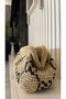 Branded Patterned Wicker Handbag Clutch Cream Color (37X20Cm) - 5