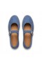 Flat Genuine Suede Leather Blue Women's Espadrille - 3