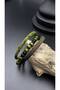 Military camouflage style, summer and winter nature men's handmade bracelet, wood and Leather design. - 4