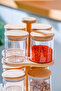 Malibu Bamboo Stand Set of 8 Borosilicate Glass Spice Jars Lnd-07586 - 4