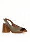 Green Leather Women's Heeled Sandals 01We3700 - 2