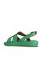 Green Dark Leather Women's Flat Sandals 01Wy2300 - 4