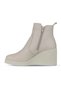 Beige Leather Women's Wedge Heel Piece Boots 01Wz8301 - 3