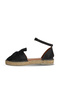 Black Leather Women's Espadrille Sandals 01Ws1807 - 3