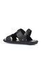 Black Printed Leather Men's Flat Sandals 25Ms1411 - 4