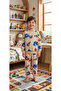 Boy's Cotton Fleece-Lined Beige Color Sonic Patterned Long Sleeve Winter Pajamas Set