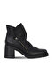 Black Leather Women's Heeled Boots 01Wf3602