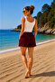Women's Shorts Modal Fabric Soft Textured Stretchy Lycra Lace-Up Double Pocket Shorts - 3