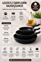 Line 3 Piece Cast Granite Pan Set Black |   20-24-28 cm Non-Stick Non-Scratch Pan Set |   Breakfast & Daily Use |   Even Heat Dissipation - 4