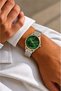 30mm Green Dial Cutout Glass Detailed Silver & Gold Metal Cord Women's Wristwatch