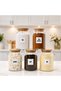 5-Piece Wooden Vacuum Lid Glass Flour Salt Sugar Tea Turkish Coffee Storage Jar 800 ml with Label Gift - 4