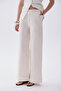 Women's Off-White Wide Leg Linen Trousers - 3