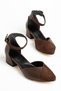 Holly Bitter Brown Skin-Suede Heeled Shoes - 3