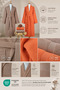 4 Piece Striped Bathrobe Set 100% Cotton Certified Family Towel Bathrobe Set Dowry Set Khv - Orange - 3