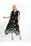 Women's Plus Size Black Butterfly Patterned Stylish Combed Cotton Dress - 3
