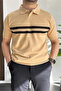 Men's Open Collar Striped T-Shirt Yellow Edw236