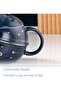 كوب قهوة سيراميك بتصميم رائد فضاء، مع رسومات كواكب بارزة، غطاء وملعقة، لون أزرق داكن، ديكور جمالي - 8