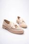 Women's Beige Casual Loafer Shoes with Tassel Accessories - 2