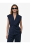 Linen Look Sleeveless Blazer Vest with Tie Detail and Pockets - 2