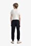 Boy's Navy Blue Elastic Waist Leg School Jogger Sweatpants with Pockets K8846A624Au - 6