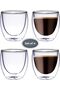 4PCS Double Wall Glass Espresso Cups 100ml, Clear Borosilicate Glass Cups Arabic Coffee, Turkish Coffee & Tea, DG820 - 4