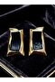 Black Rectangular Shaped Steel Earrings - 2