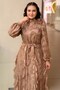 Self-Patterned Ruffled Evening Dress - 3