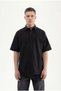 Men's Floral Embroidered Oversize Shirt Black