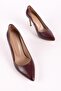 Women's Genuine Leather Pointed Toe Thin Heeled Stiletto Shoes Burgundy - 4
