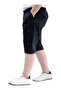 Large Size Men's Capri Cargo Pants with Pockets and Tie Waist Valencia 21404 Navy Blue - 3