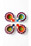 Handcrafted Clay Diya Set of 4, Multicolour, Floral Design, Festive Diwali Decor, Gift Box Included