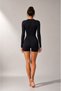 Zipper Detailed Black Long Sleeve Swimming Jumpsuit Swimsuit with Shorts - 3