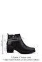 Women's Black Zippered Thick Heeled Genuine Leather Boots - 2