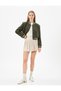 College Jacket Slim Fit Crop Round Neck Snap Button Closure - 2