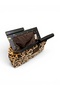 Wooden Clutch/Portfolio (Hand/Shoulder Bag) Black Leopard Patterned Imported Furry Fabric - 6
