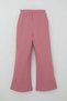 Girl's Pantsuit with Text Embroidery and Bow Detail, Ages 4-8, Dried Rose Color - 8
