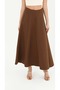 Women's Stitching Detailed Segmented Bell Skirt Bitter Brown 18202 - 2