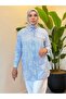 Embroidered Beaded Striped Shirt - Blue - 3