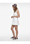 U-Neck Tie Detail Flounce Sleeveless Mini Linen Blend Dress - 2