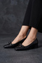 Black Leather Women's Low Heel Shoes 33Wa0802 - 2
