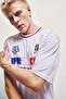 Boxy Fit France Printed Short Sleeve White T-Shirt I0287Ax26Sm - 3