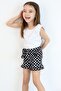Girl's Shorts Set, Polka Dots, Bows and Ruffles, Age 4-8, White - 2